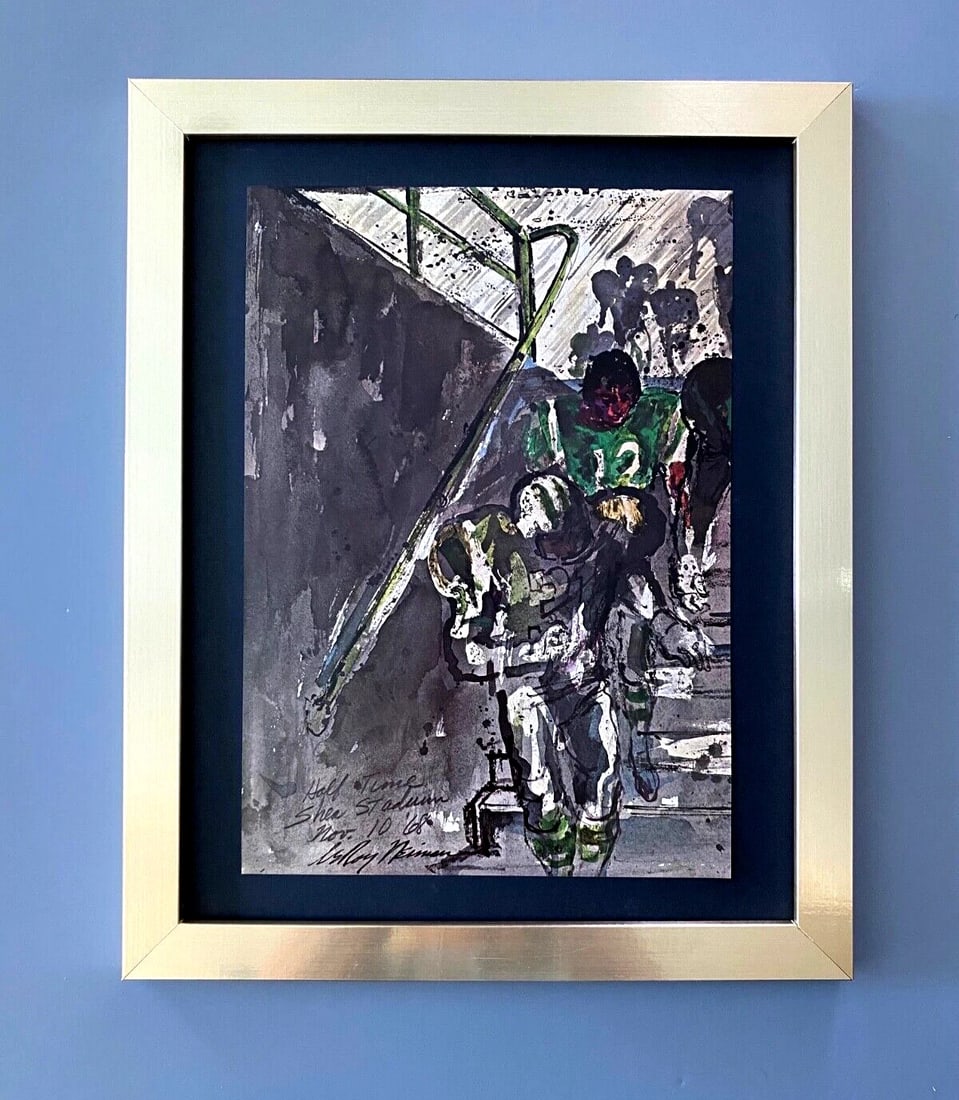 LeRoy Neiman " NY JETS " 1974 Signed Pop Art Mounted and Framed New 11x14 LS (1 of 2)