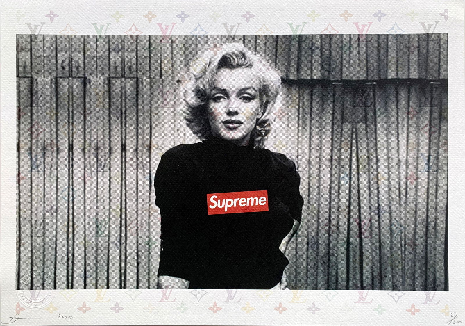 Death NYC Supreme Marilyn Monroe: Title: Death NYC Supreme Marilyn Monroe Date/Period: 21st Century Materials: Giclee on Fine art 300 gsm paper Size: 17 3/4 x 12 1/2 inches Artist: Death NYC, limited edition giclee on paper, out of ed