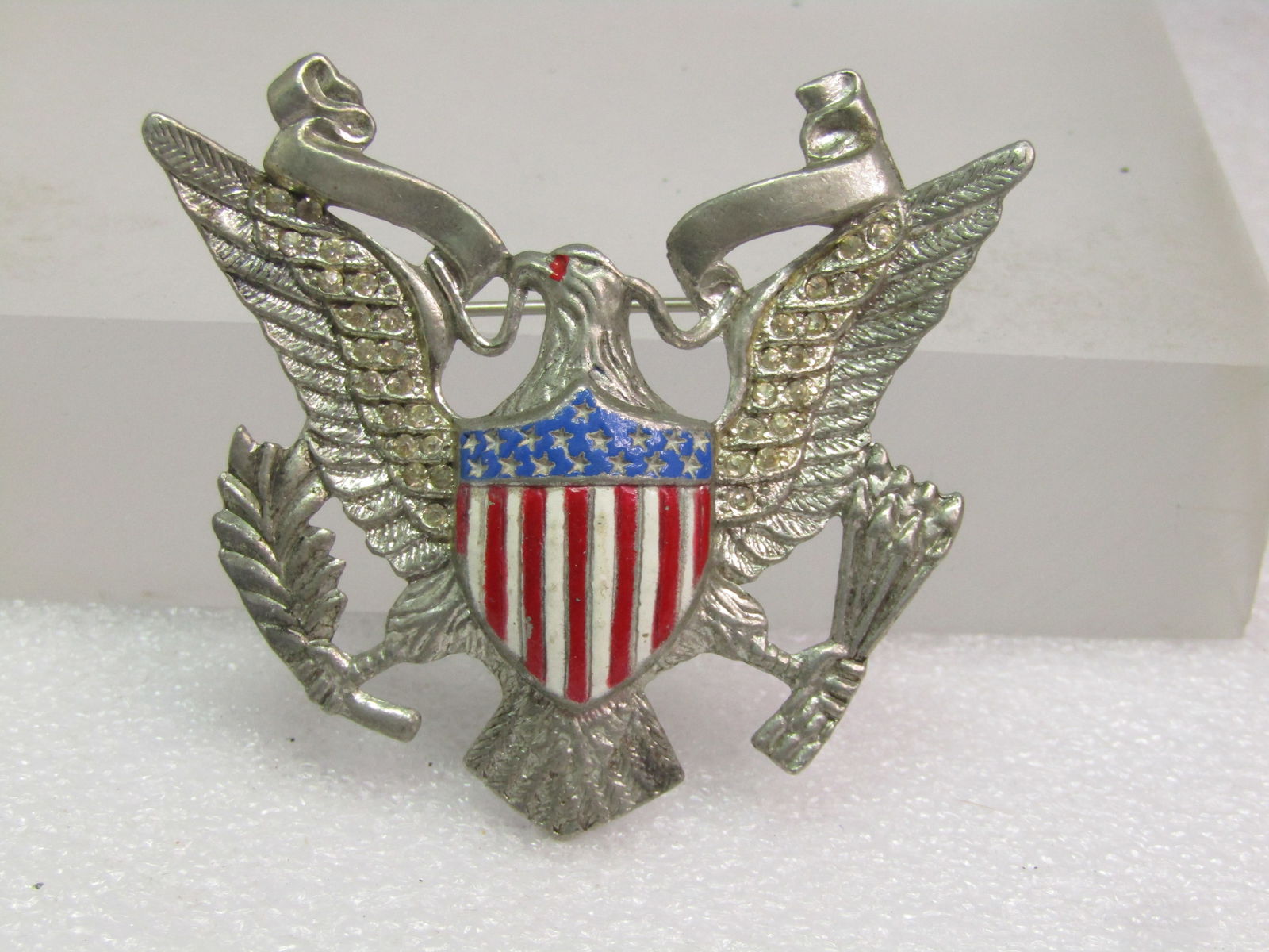 Vintage American Eagle With Arrows Brooch, Banner, Flag Shield,  and Olive Branch, WWII, 1940's (1 of 5)