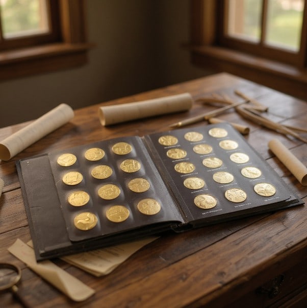 Chaucer and The Canterbury Tales Bronze Coin Set (1 of 8)