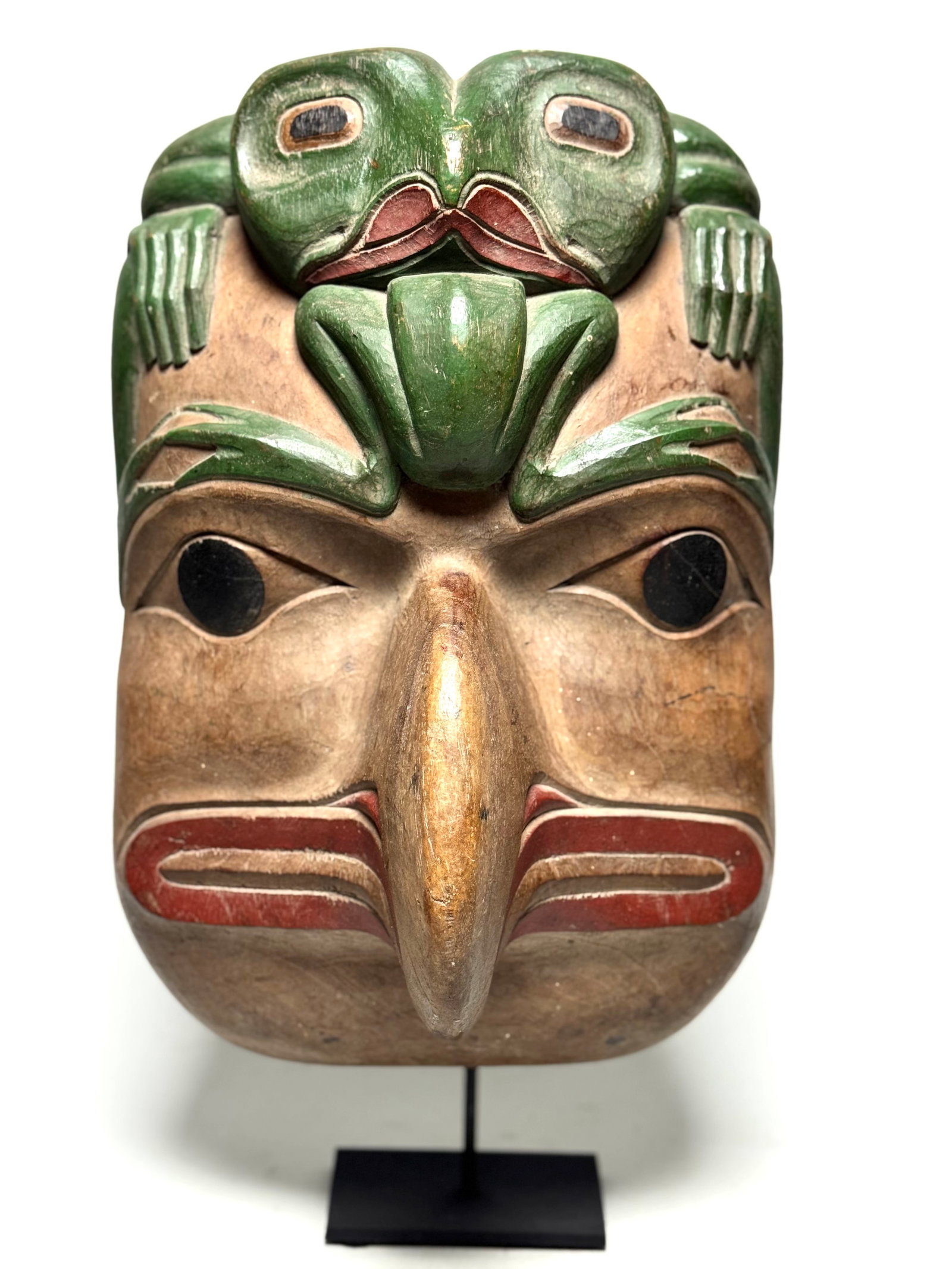 A KWAKWAKA'WAKW Mask Northwest Coast - Canada: Authentic mask, rarely offered. As a way of honouring the natural milestones of Native American life, the Kwakwaka'wakw people, a Native American tribe that originates in the Pacific Northwest Coast, 