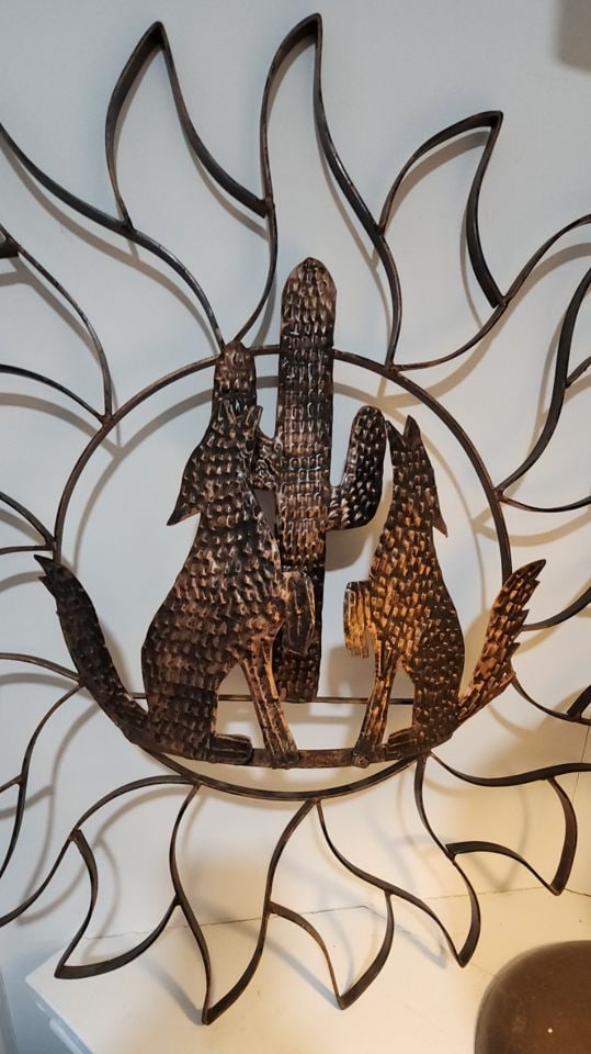 Vintage heavy desert-themed metal wall sculpture (1 of 3)