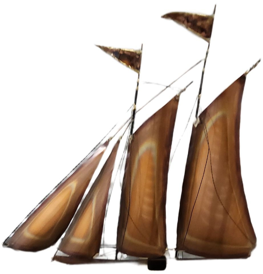 Attributed to Curtis Jere' vintage hand-crafted large copper wall sculpture of classic sailing ship. (1 of 2)