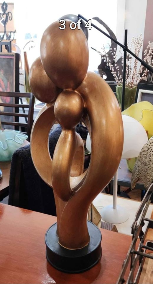 Large cubist abstract mid-century style cast ceramic composite sculpture depicting family (1 of 3)