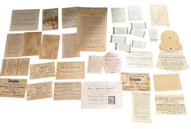 Victorian Trading Cards for Scrapbook: Title: Victorian Trading Cards for Scrapbook Description:Over 30 pieces including tobacco cards, trading cards. Companies includeFleischmann & Co., Librairie H. Duthu, Soapine, EM True, Heissler & Jun