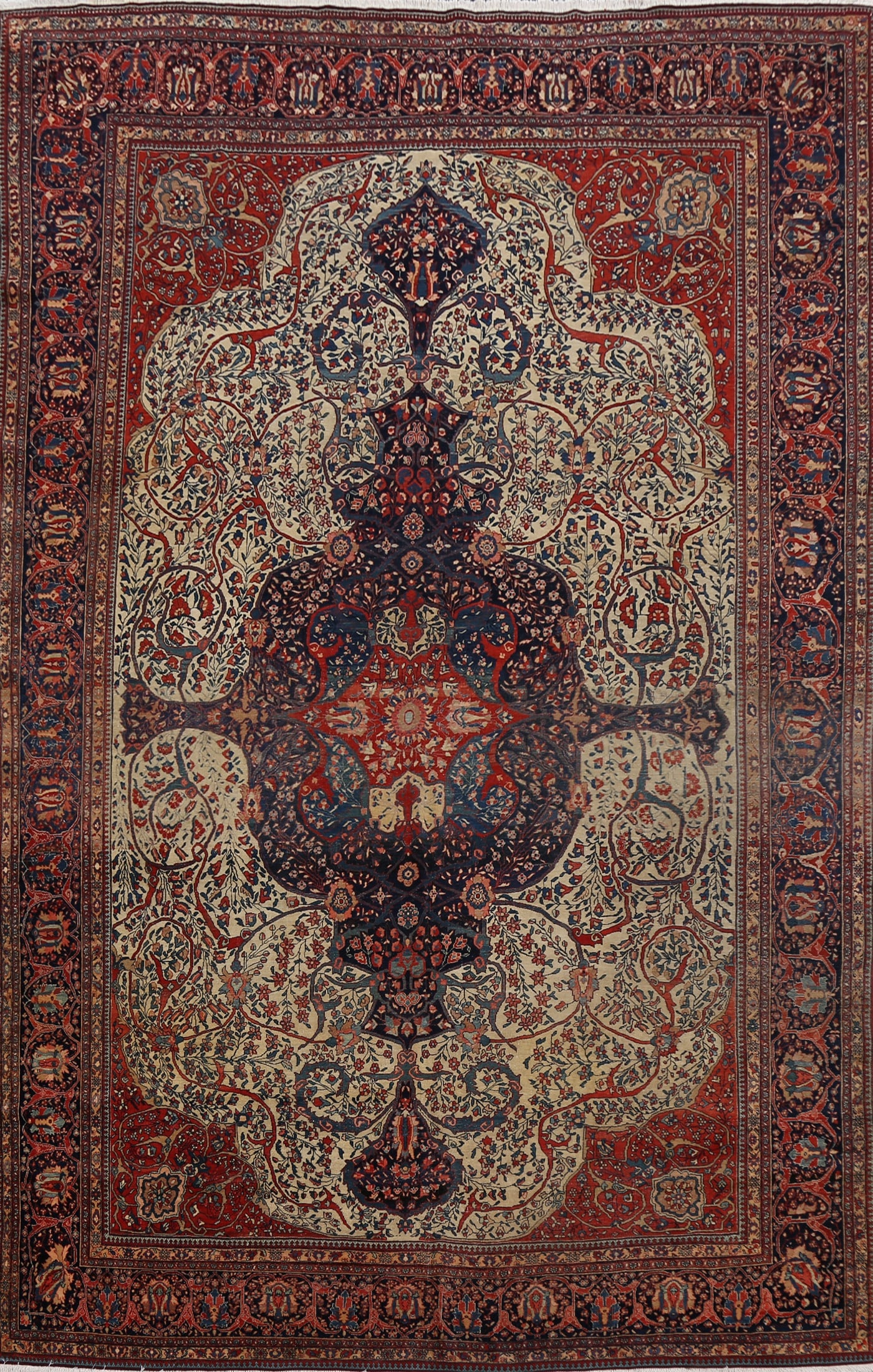 Pre-1900 Antique Vegetable Dye Sarouk Farahan Persian Area Rug 8x11: Title: Pre-1900 Antique Vegetable Dye Sarouk Farahan Persian Area Rug 8x11 Description:A Beautiful Genuine Iran ( Persia ) Sarouk (Farahan) rug is Hand Knotted by skillful weavers in Iran