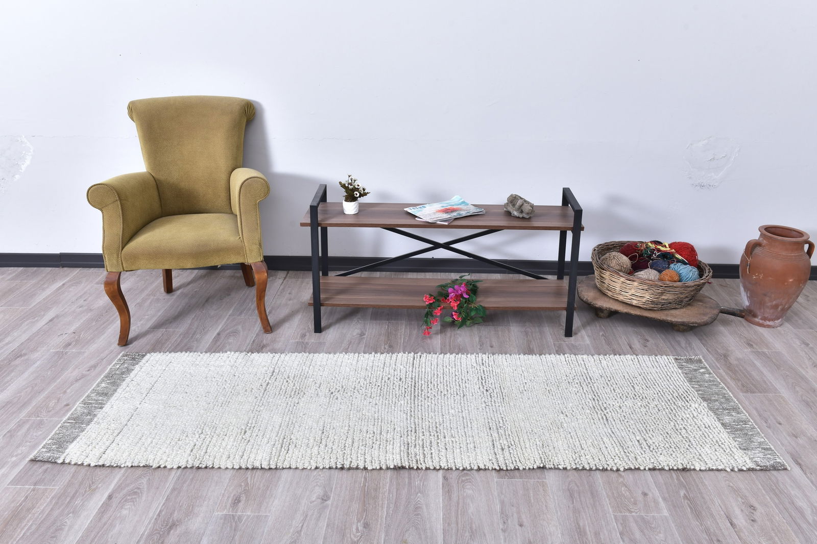 8'1'' x 2'2'' Turkish Wool Kilim Pompom Rug - 242430 (1 of 14)