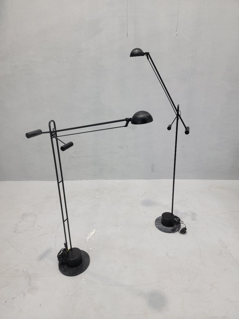 Vintage Postmodern Crane Form Floor Lamps - Pair: Vintage Postmodern Crane Form Floor Lamps in the Style of Robert Sonneman - PairEnhance your living space with these exquisite Vintage Postmodern Crane Form Floor Lamps, inspired by the iconic designs