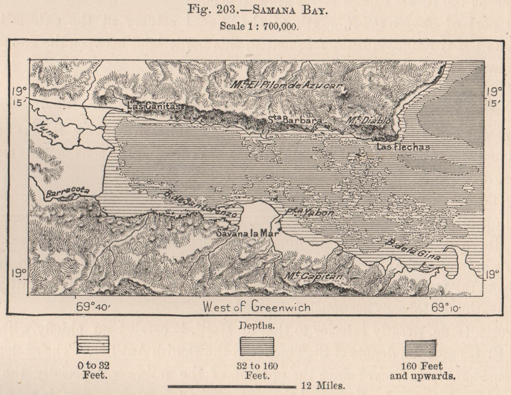 Samana Bay. Dominican Republic. Hispaniola 1885 old antique map plan chart (1 of 1)