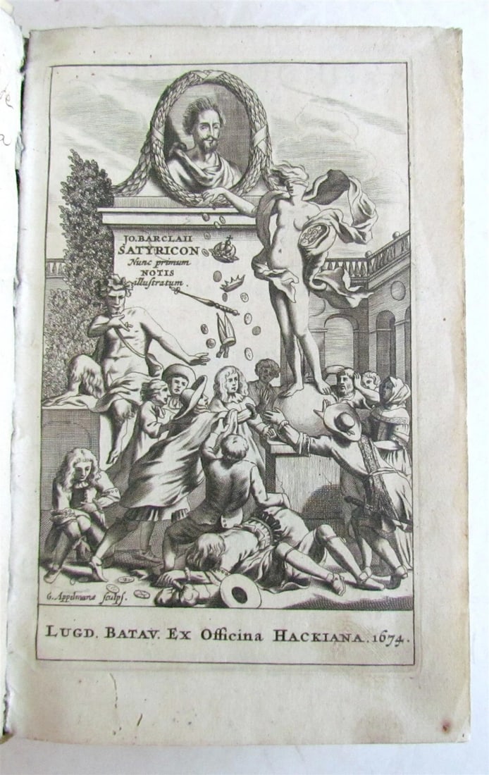 1674 John Barclay SATYRICON antique VELLUM BOUND (1 of 8)