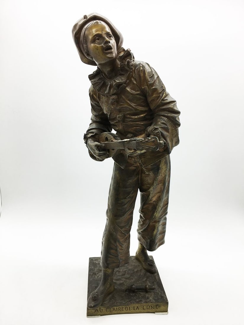 Bronze statue of a man made by sculptor Eutrope Bouret: №Verndec 43 ITEM DESCRIPTION : Sculpture "By the moolight" France, 1875 Author: Eutrope Bouret Bronze Height - 46 cm Provenance - from our collection (more than 15 years) Detailed video about th