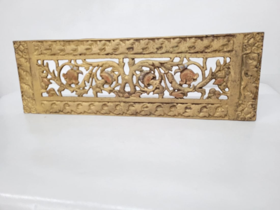 Antique Art Deco Cast Iron Stove Cover Grate Vintage Home Victorian Fireplace: Antique Art Deco Cast Iron Stove Cover Grate Vintage Home Victorian Fireplace Accessories This is a rare, hard to find piece for a stove or fireplace. its a grate cover Gold with red and blue accents