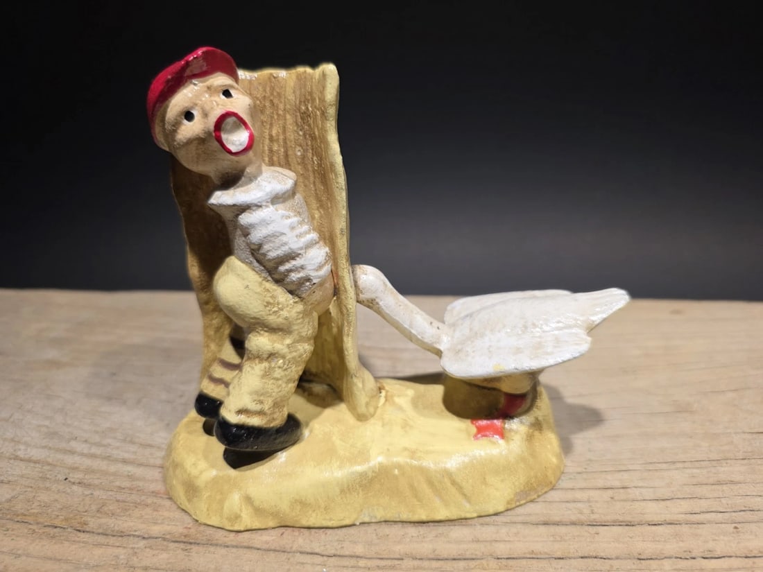 5" Painted Cast Iron Americana Boy Urinating Goose Figure (1 of 11)