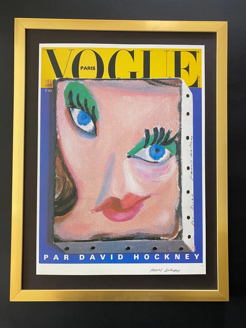 David Hockney | Vintage 1987 Signed Poster Vogue Print | Mounted and Framed (1 of 2)