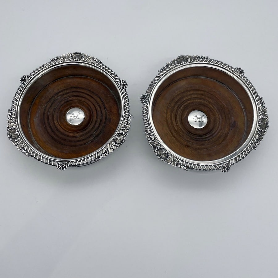 Mid 19th Century Antique Victorian Transitional Period Old Sheffield Pair Wine Coasters Circa: Title:Mid 19th Century Antique Victorian Transitional Period Old Sheffield Pair Wine Coasters Circa 1855-77 Creswick & Co Description:Description Fine pair of transitional Old Sheffield plate wine coa