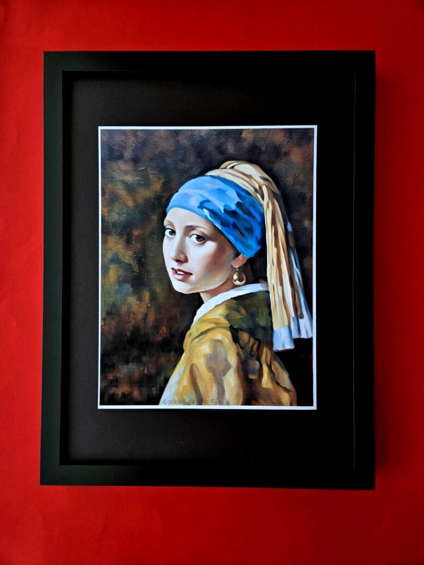 Hand-Signed Ltd Ed of 10 Giclée Girl with a Pearl Reimagined by Alexander Dulac (1 of 2)