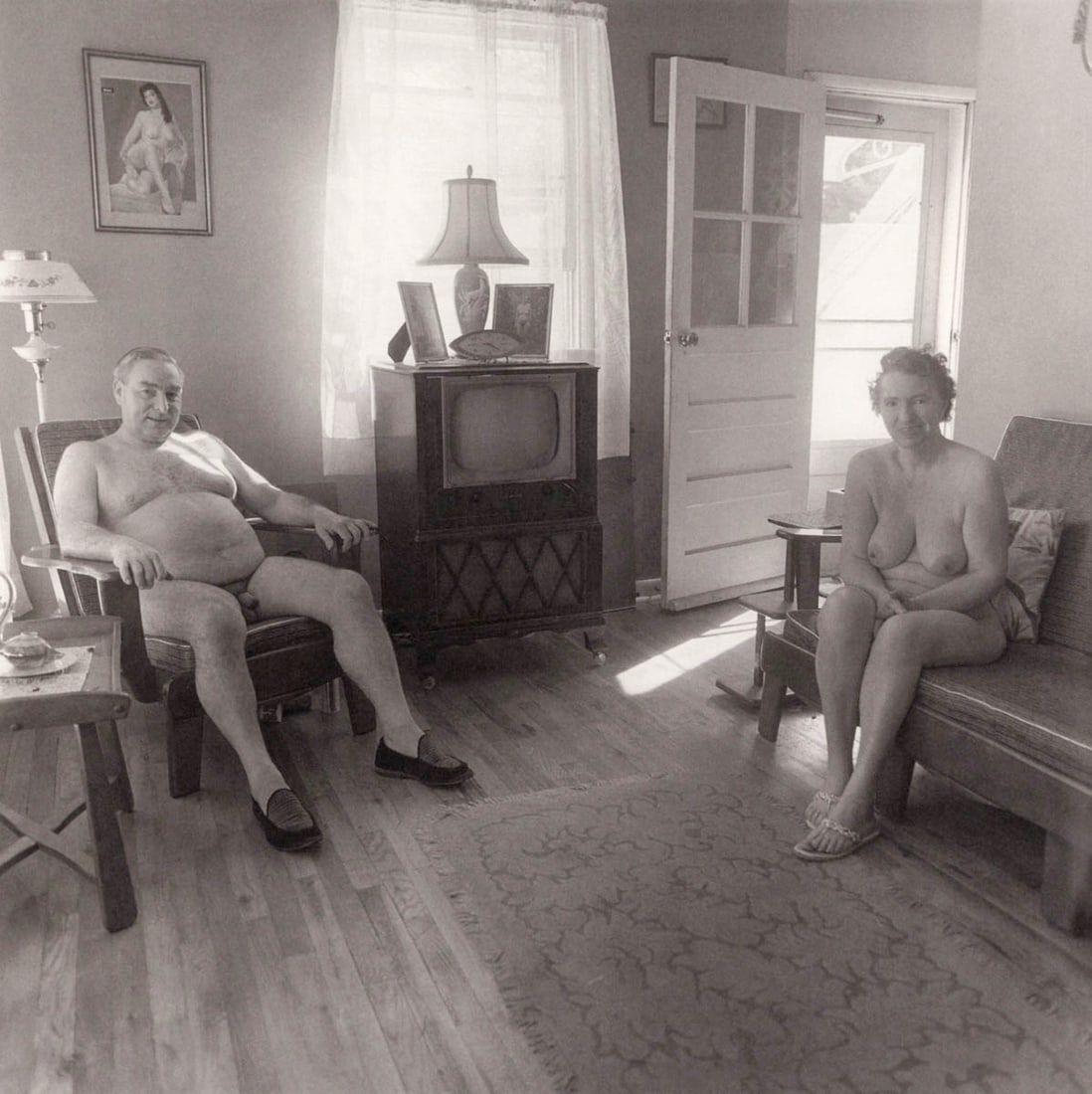 DIANE ARBUS - Retired man and his wife at home in a nudist camp one morning, NJ. 1963: Title: DIANE ARBUS - Retired man and his wife at home in a nudist camp one morning, NJ. 1963 Description: Artist: DIANE ARBUS Print Title: Retired man and his wife at home in a nudist camp one morning