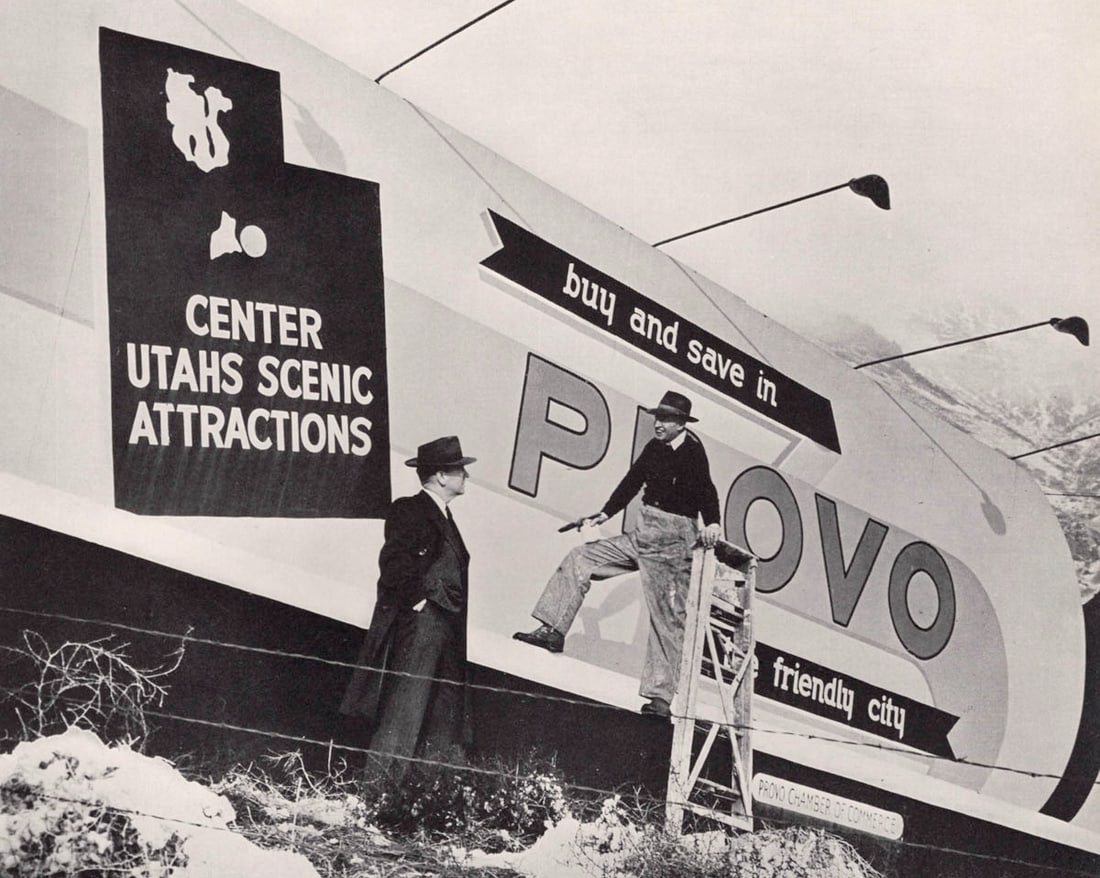 MARGARET BOURKE-WHITE - Provo, Utah: Title: MARGARET BOURKE-WHITE - Provo, Utah Description: Artist: MARGARET BOURKE-WHITE Print Title: Provo, Utah Medium: Rare, Photoengraving Printing Date: 1940's Printed in the USA Image Size approx: