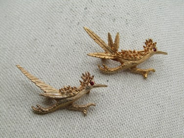 Vintage Two Roadrunner Brooches, Scatter Pins, 1960's-1970's