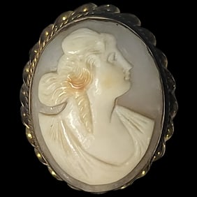 Vintage Hand-Carved Shell Cameo Pendant/Brooch