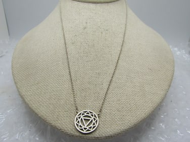 Vintage Sterling Triangular Scrolled Necklace, 18"