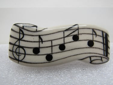 Vintage Musical Notes Ceramic Brooch, 1980's