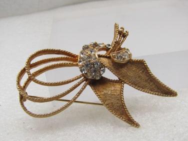 Vintage Rhinestone Mod Looped Brooch, Rhinestones, 1960's