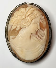 Vintage Hand-Carved Shell Cameo Pendant/Brooch