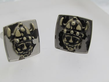 Vintage Gladiator Cufflinks, Silver tone, 1950's-1960's