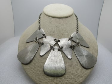 Vintage Triangular Drop Bib Necklace, 18", 1980's-1990's, Tribal Vibe
