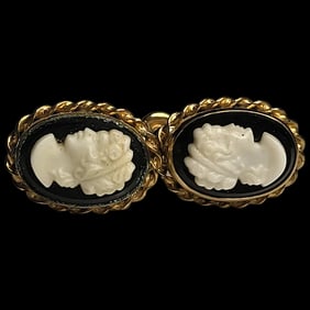 Vintage Van Dell Filigree Screw Back Cameo Earrings