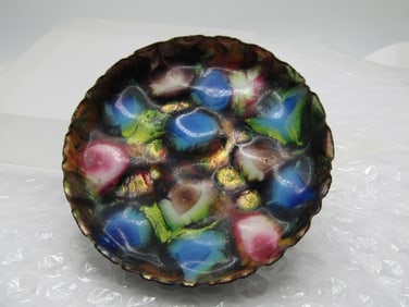 Vintage Hand made Enameled Coaster , 3.5", 1950's-1960's