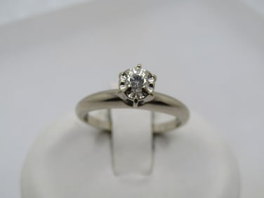 Vintage 14kt Diamond Illusion Engagement Ring, Sz. 6.25 Signed