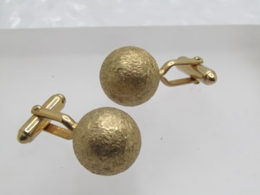 Vintage Textured Orb Cufflinks, Anson, Gold Tone
