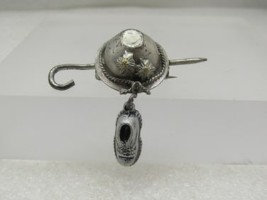 Vintage Bavarian Cap, Can & Shoe Brooch, Western Germany, C-Clasp.