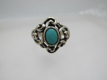 Vintage Sterling Southwestern Turquoise Ring, Carolyn Pollack Relios, Sz. 8.5