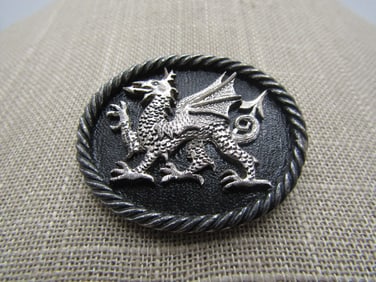 Vintage Repousse Dragon Brooch, 1980's-1990's