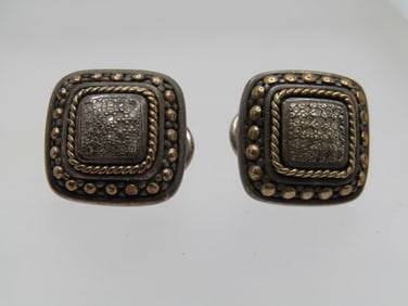Vintage Effy Sterling 18kt Diamond Earrings, Studs, 1980's-1990's
