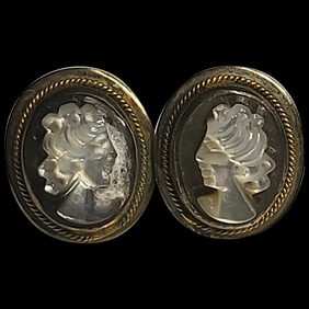 Vintage Mother  of Pearl Camo Earrings