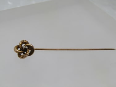 Antique 14kt Diamond Stick Pin, Love Knot , 1800's