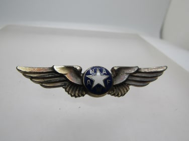 Vintage Sterling National Assn. Air Force Woman Winged Brooch. 1940's