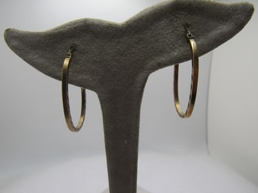 Vintage Sterling Vermeil Hoop Earrings, Pierced, 1970's and After