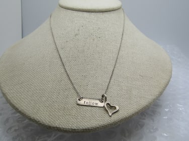 Vintage Follow Your Heart Necklace, 18", Signed B.U.