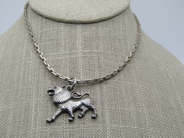 Vintage Lion Dog Necklace, 20", 1960's-1970's, Unisex