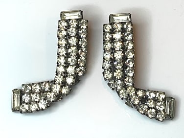 Vintage Art Deco Paste/Rhinestone Oversized Statement Earrings