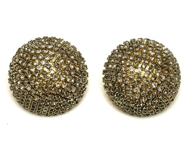 Vintage Oversized Rhinestone Disk Earrings