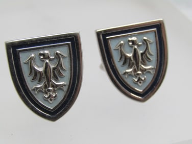 Vintage Swank Eagle Emblem/Shield Cufflinks, Silver Tone, 1950's-1960's
