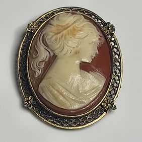 Vintage Filigree Cameo Brooch/Pin