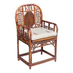 20th Century Chinese Burnt Bamboo Brighton Style Arm Chair