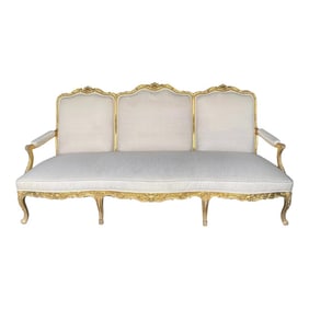 Antique French Louis Xv Style Carved Giltwood Sofa
